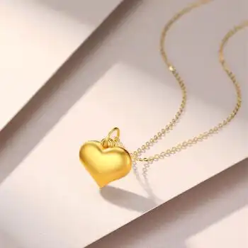 金桃心吊坠轻奢小众项链新款锁骨链情人节礼物送女友小桃心项链金色