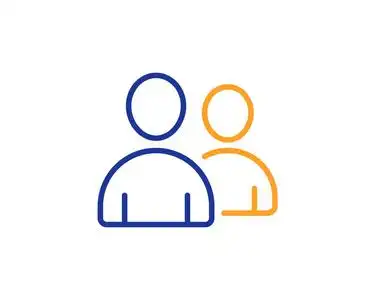 五颜六色的轮廓概念.蓝色和橙色细线颜色图标.用户向量照片