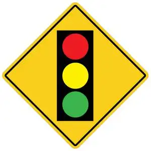 交通信号符号. 红绿灯警告标志.照片