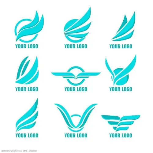 创意翅膀双翼蓝色徽标矢量素材