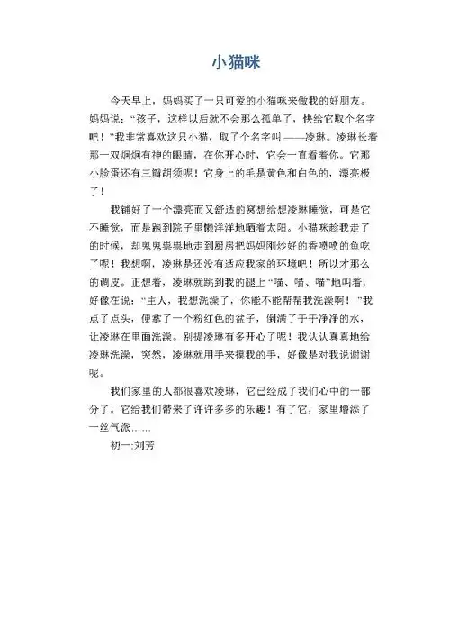 初中生优秀日记作文:小猫咪.docx