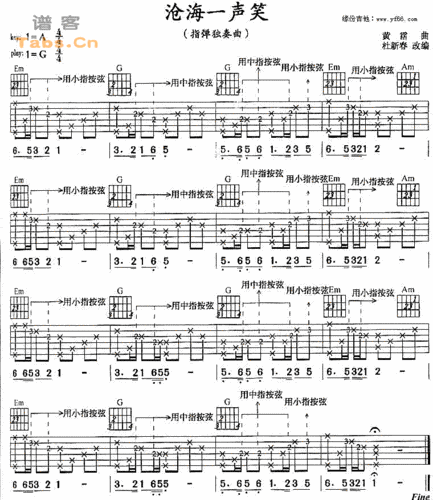 【沧海一声笑吉他谱】沧海一声笑吉他谱