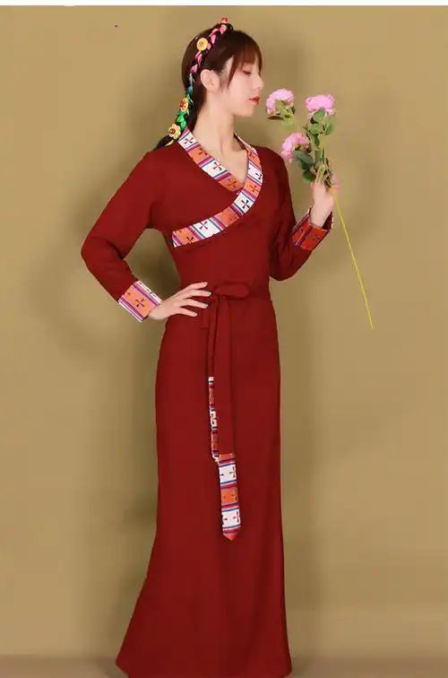 春装藏装女西藏服饰棉麻藏服藏族服装锅庄博拉藏衣氆