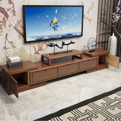实木电视柜客厅组合套装伸缩现代中式客厅电视机地柜小户型影视柜