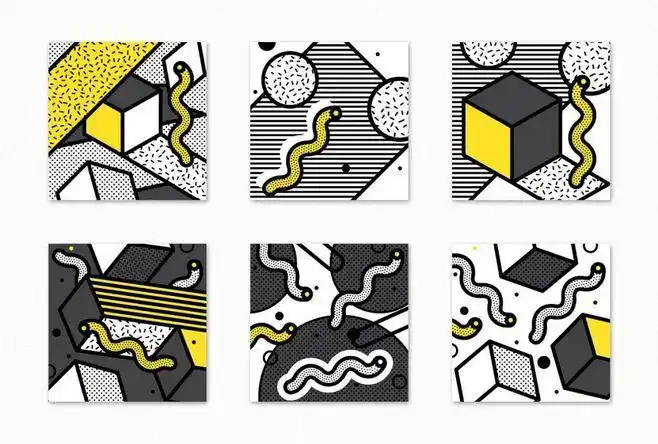 孟菲斯几何抽象艺术图案,背景,海报素材 40 vector neo memphis