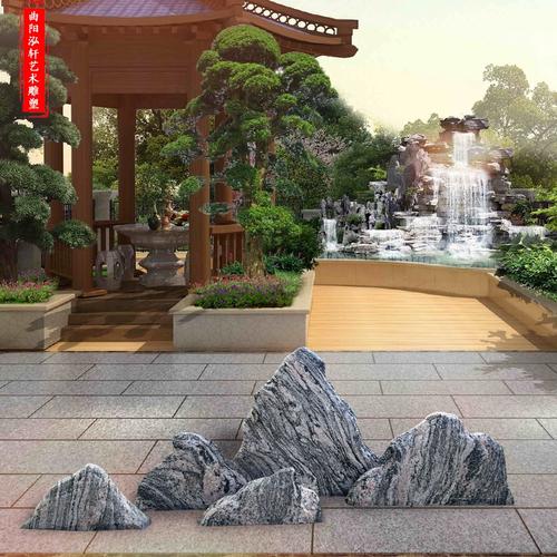 天然雪浪石切片组合户外景观石泰山石别墅假山景石庭院室内枯山水