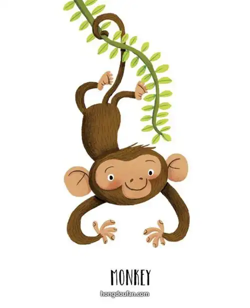 5只卡通小猴子简笔画猴子捞月要如何画