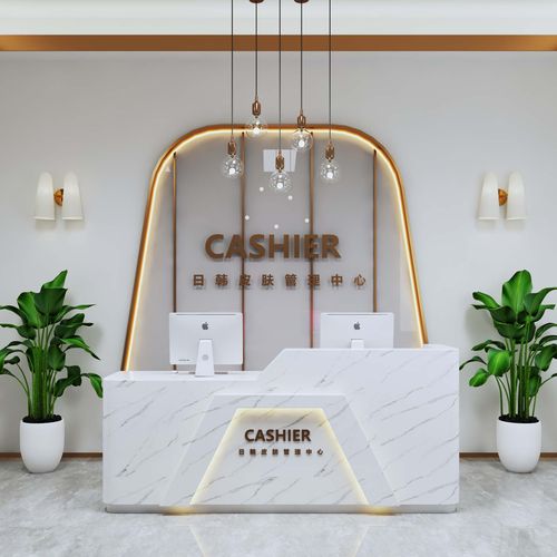 (今日10折)多功能大理石纹烤漆前台吧台柜台服装店简约现代收银台公司