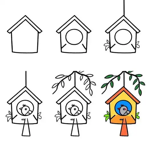 🐦儿童简笔画鸟窝📝