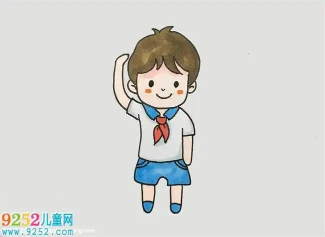 向队旗敬礼彩色简笔画 简笔画图片大全-普车都