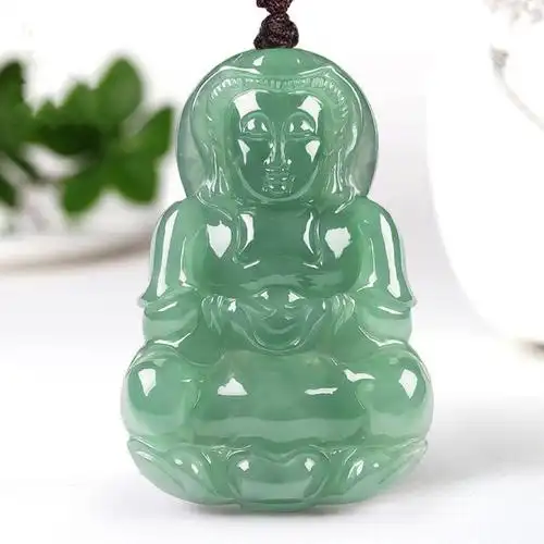 天然翡翠a货观音吊坠男款 观音菩萨玉石吊坠挂件项链