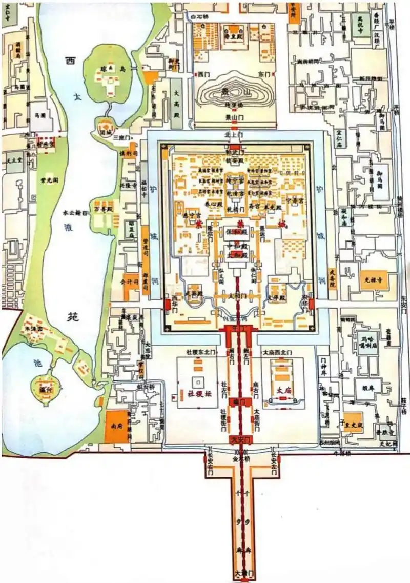 呼应古典制度,如此恰当运用阴阳五行说来象征骈比者,唯北京紫禁城耳