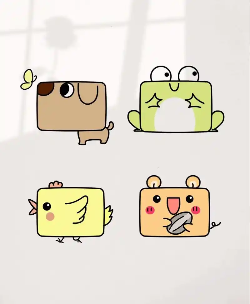 长方形画各种小动物简笔画.#创作灵感 #简笔画 #一起学画画 - 抖音