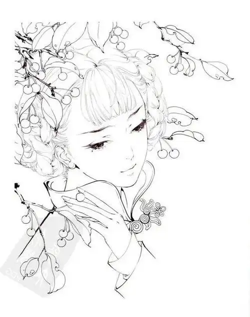 古风汉服人物手绘线稿!(120张效果图线稿合集)_中国