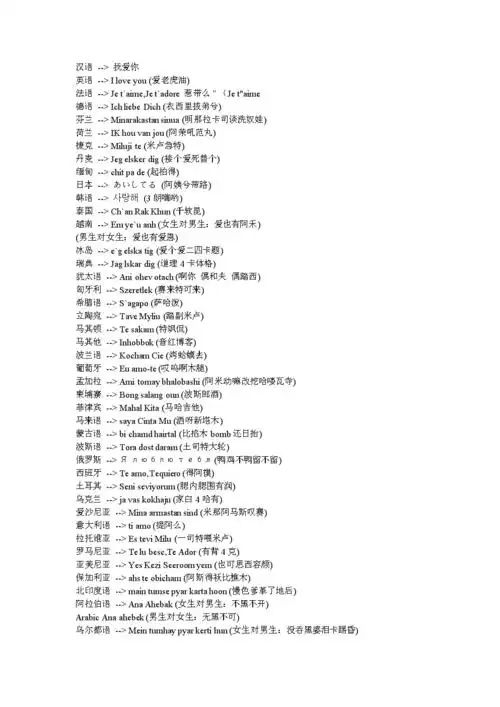"我爱你"用各国语言的写法.doc