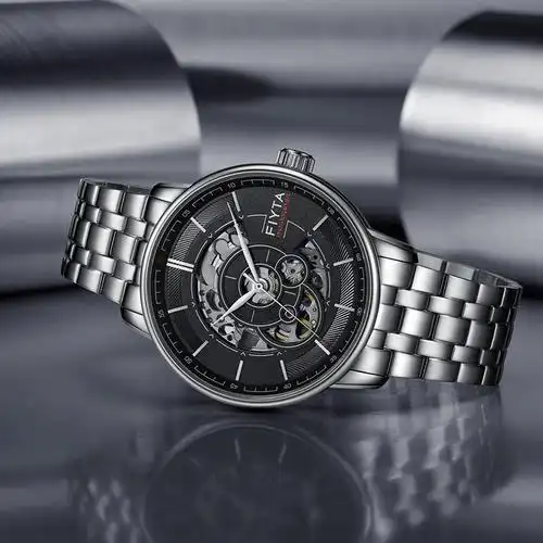 飞亚达自动机械男士手表缕空时尚简约黑色男腕表dga23009wbw