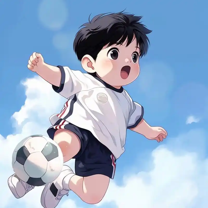 可爱男生头像:踢足球的男孩