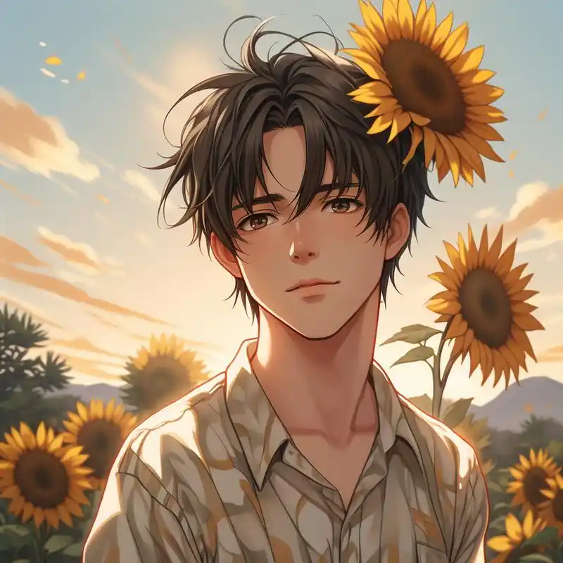 手持向日葵,阳光又帅气,绝对是你换头像的不二之选.