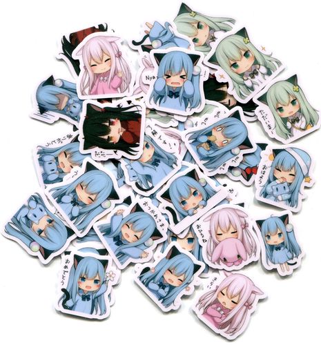 猫羽雫01 自制手帐手机相册防水可爱装饰diy贴纸  40枚 z 1176