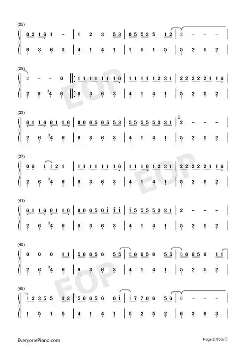 生僻字简单版抖音热歌双手简谱预览2