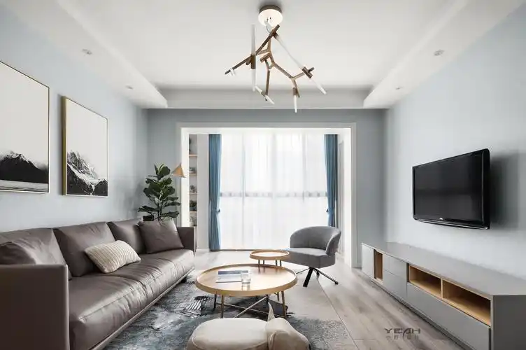 128㎡简约北欧风客厅装修效果图