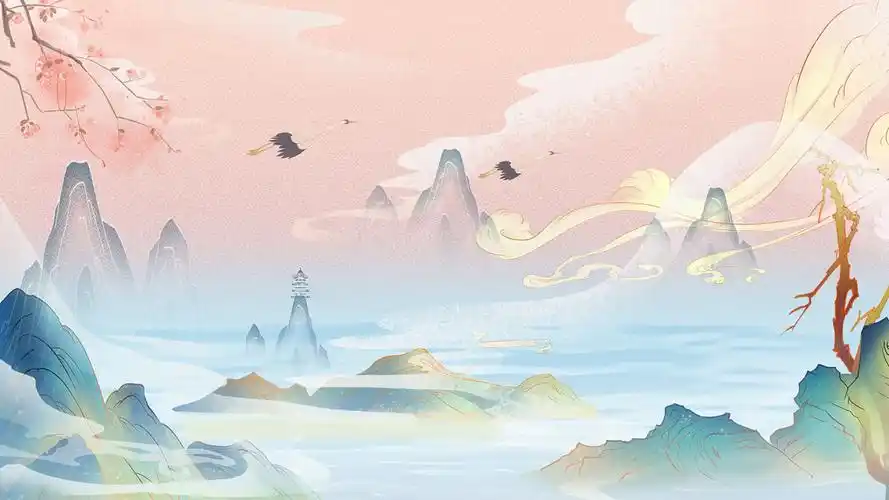 4k简洁中国风国潮插画背景视频