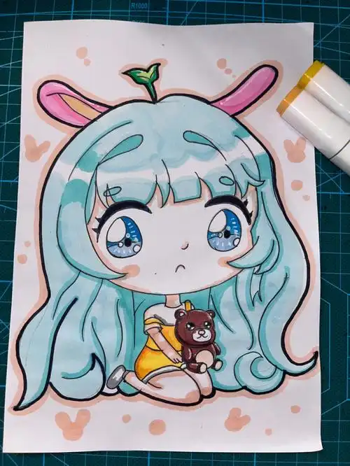 马克笔动漫小女孩