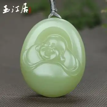 玉江居和田玉黄口料弥勒佛吊坠男女款佛公挂件笑佛玉坠收藏送礼玉雕