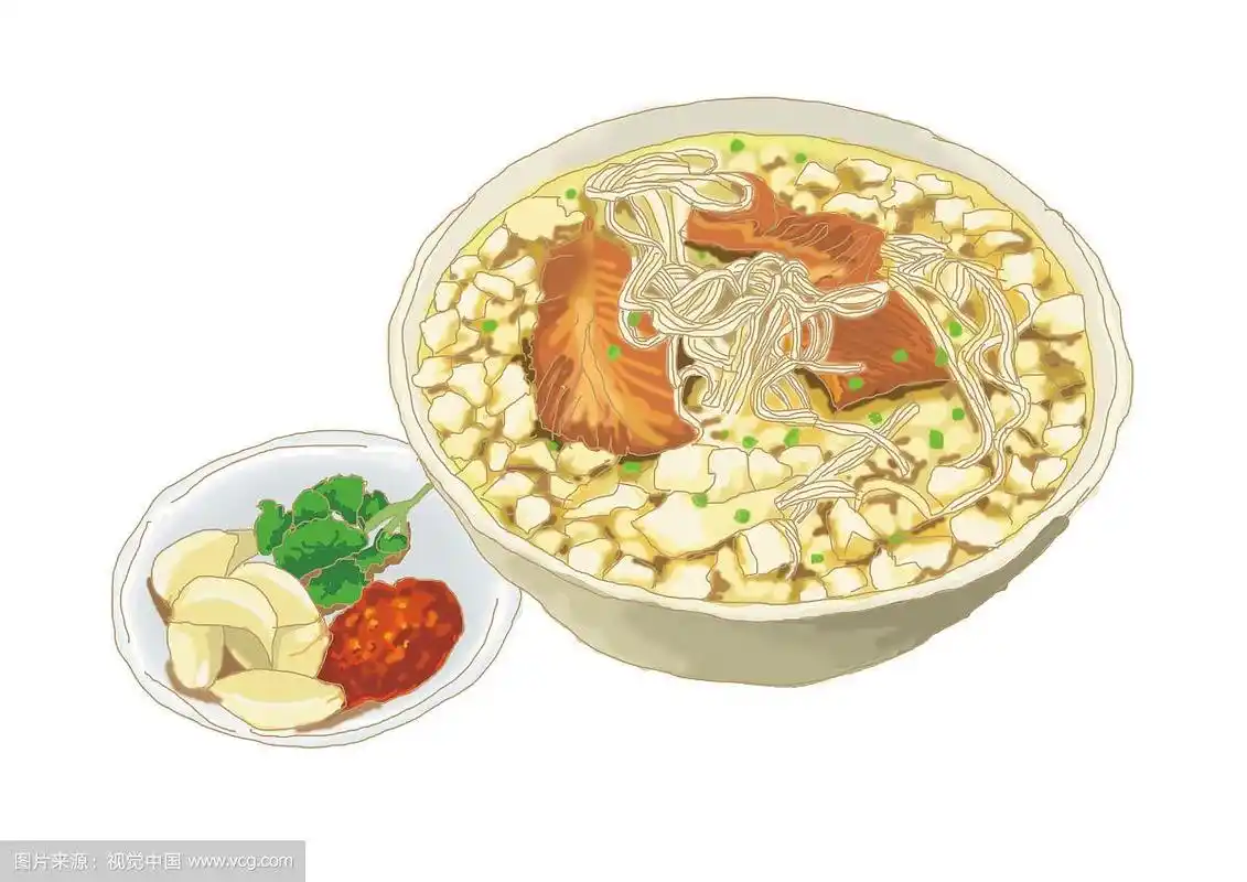 手绘中国美食西安特色羊肉泡馍