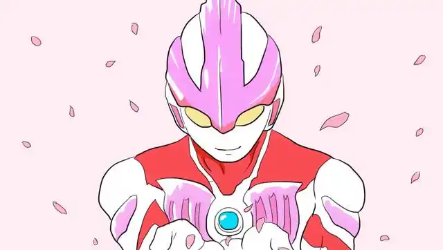 银河奥特曼与飘落的樱花儿童卡通简笔画