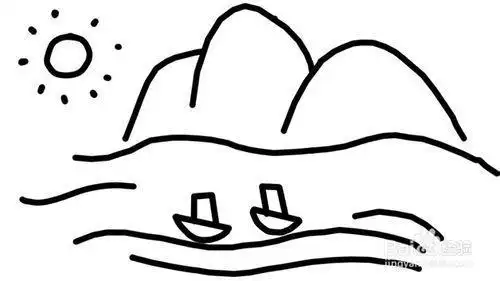 山水风景简笔画山水风景简笔画小学生
