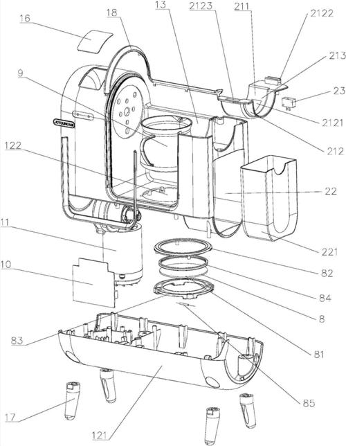 一种方便收纳的卧式螺杆挤压榨汁机