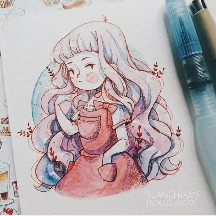 马克笔q版人物手绘图43张可爱的动漫人物图片