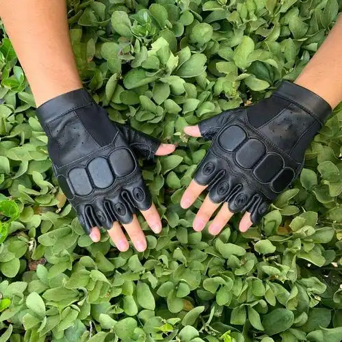 真皮半指战术手套男安保安防巡逻雪豹猎鹰特种兵作战训练配发手套