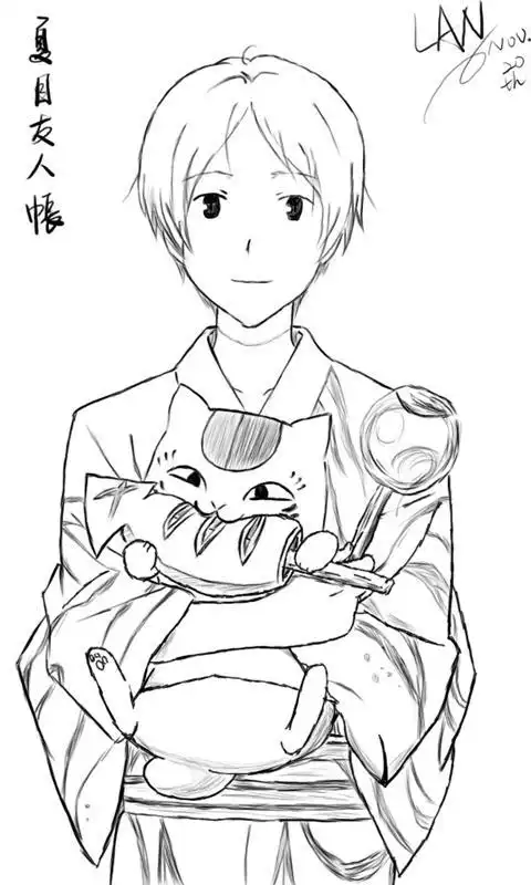 夏目友人帐的猫的简笔画