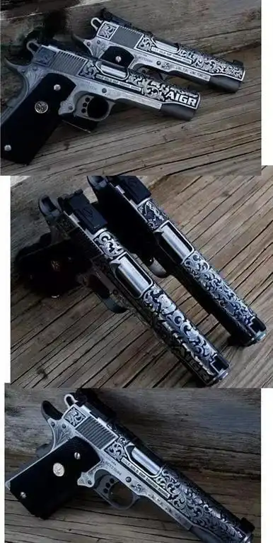 暴力美学的极致这么精美的雕花手枪是男人都想要