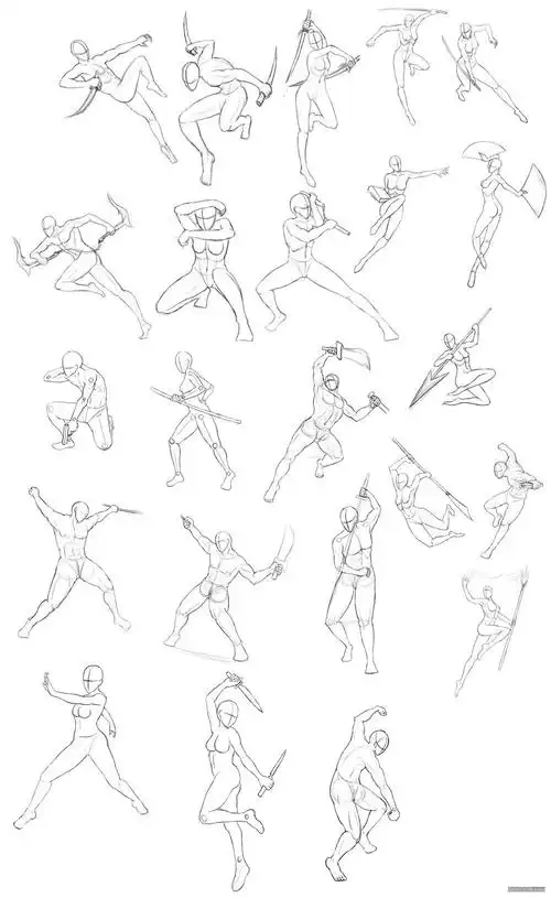 sai资源库# 动漫游戏角色武打动作线描原画秘籍(上)自己收藏,转需