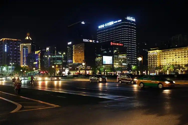 一组西安街头夜景