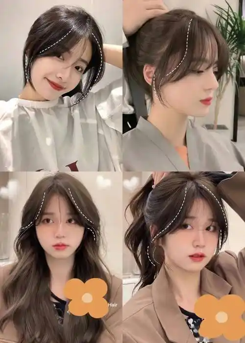 跟港风刘海不一样,八字刘海给人的感觉就很韩系和温柔,一直深受小姐姐