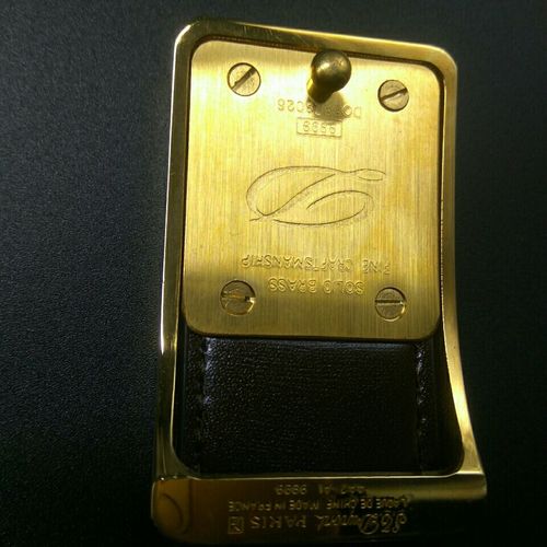 t.dupont法国都彭超薄皮带24k金镶钻限量款地球金莎~清晰可见