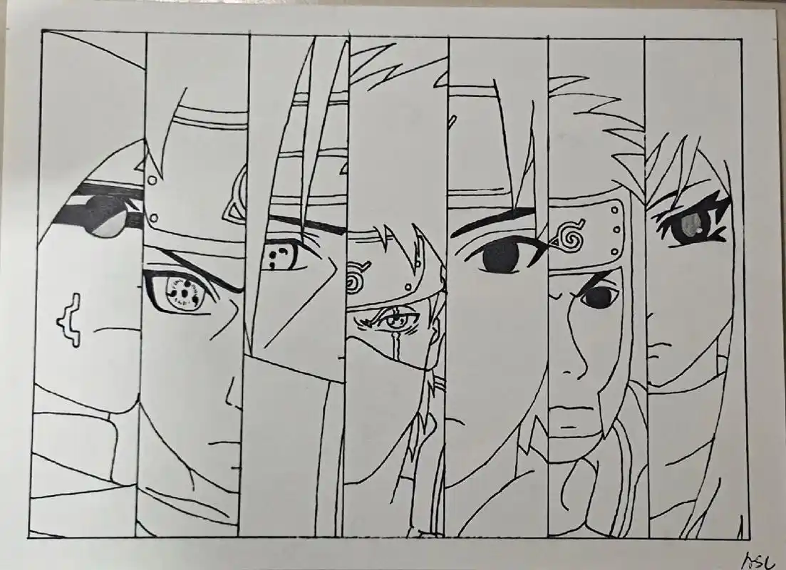 火影忍者手绘(附步骤)  附步骤 暗部&根 站位全凭个人喜好,给足卡殿排