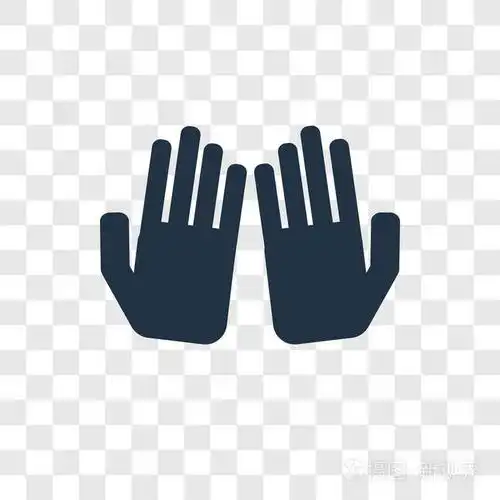 双手矢量图标在透明背景下隔离, 双手透明徽标概念