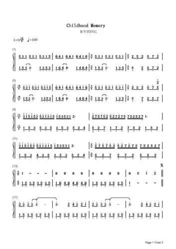 童年的回忆_理查德·克莱德曼_g调 _流行钢琴双手简谱_钢琴谱|钢琴