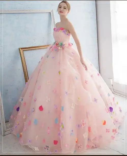 婚纱显瘦白色拖尾抹胸礼服抹胸花朵缎面白色简约官方图片显瘦简单小中