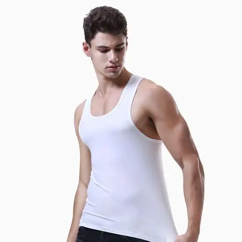 奥元素男士背心冰丝无痕紧身弹力运动薄款速干无袖t恤宽肩打底汗衫091