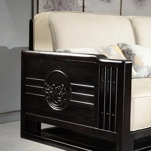 壹柏居黑檀木沙发禅意新中式转角贵妃中式全实木沙发客厅家具组合