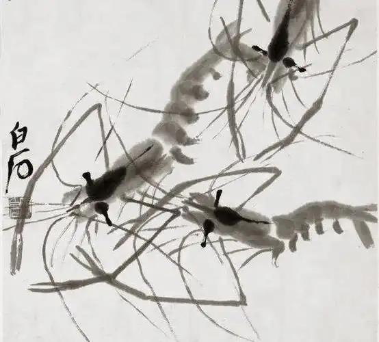 少白汤发周分享:齐白石最擅长画的代表作《百虾图》作品欣赏|著名画家