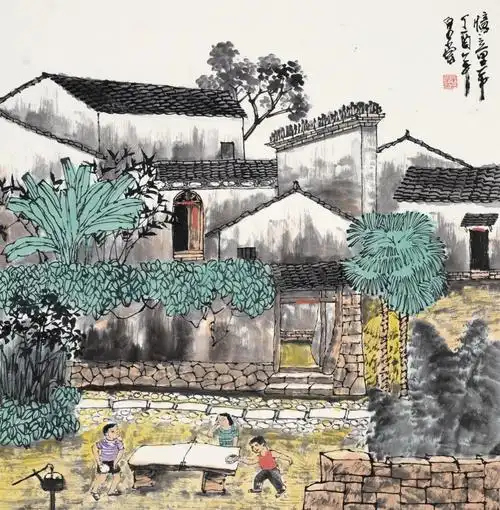 《在野趣中追回逝去的童年》一一吳泉棠重彩乡情画欣赏