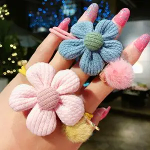 韩版小清新花朵头绳发绳毛球发圈头花耐用扎头皮套橡皮筋头饰发饰