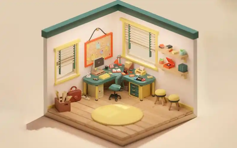 【maya建模】适合新手建模的卡通场景模型制作,maya室内场景建模